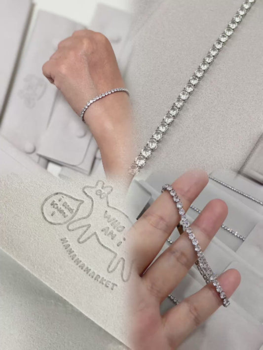 【 首20條現貨 】MAMAMA 千金感輕奢網球鋯石手鏈 Tennis Bracelet ( 送絨套包裝 )